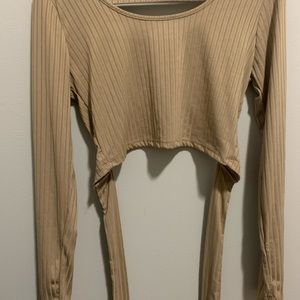 Long sleeve crop top with open back